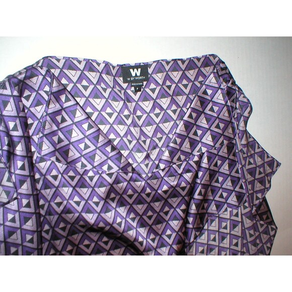 NWT $228 W Worth NY Womens P XS Top Designer New York Blouse Silk Purple Orchid - Picture 3 of 5